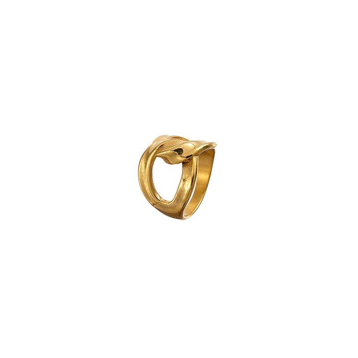 Großhandel Urlaub Einfacher Stil Einfarbige Edelstahlbeschichtung Vergoldete Ringe