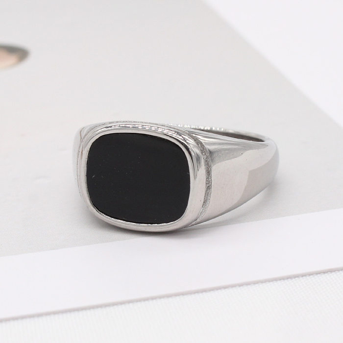 Wholesale Simple Style Square Titanium Steel Shell Rings
