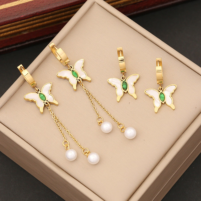 Wholesale Simple Style Butterfly Stainless Steel Gold Plated Jewelry Set