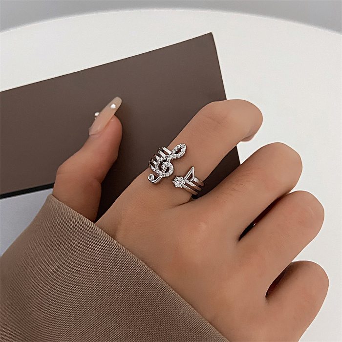Fashion Notes Copper Inlay Zircon Open Ring 1 Piece
