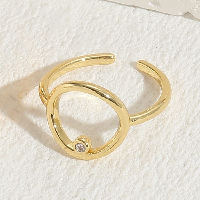 Elegant Classic Style Geometric Copper Asymmetrical Plating 14K Gold Plated Open Ring Rings