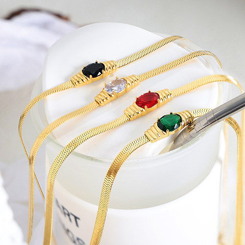 Colar de pulseiras banhado a ouro 18K com revestimento de aço de titânio geométrico luxuoso e elegante