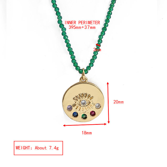 Simple Style Eye Copper Inlay Artificial Gemstones Pendant Necklace