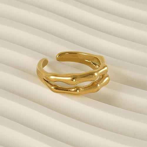 Offener Ring im klassischen Stil mit Bambus-Edelstahlbeschichtung und 18-Karat-Vergoldung