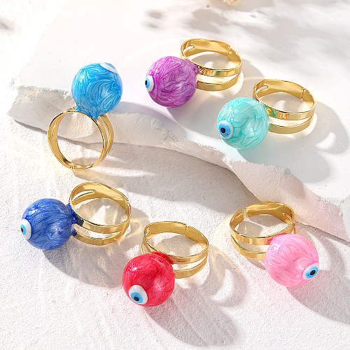 IG Style Exaggerated Devil'S Eye Copper Enamel Plating Gold Plated Open Rings