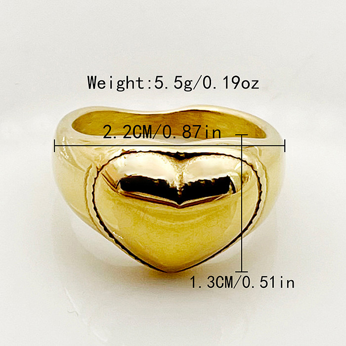 Lässiger, schlichter Stil, herzförmig, Edelstahl-Beschichtung, vergoldete Ringe