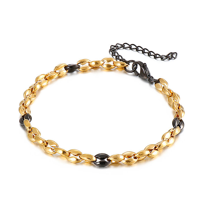 Casual Modern Style Solid Color Titanium Steel Plating 18K Gold Plated Bracelets Necklace