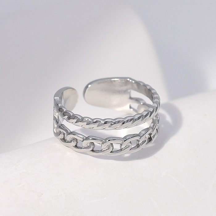Elegant Geometric Stainless Steel Chain Open Ring