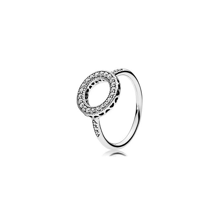 1 pièce d'anneaux en Zircon plaqué cuivre en forme de cœur, Style Simple