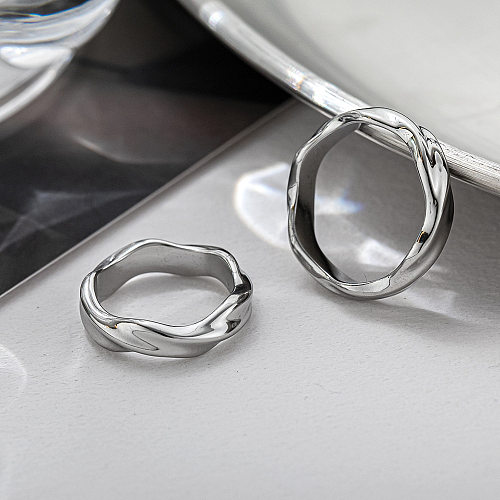 Anéis de polimento de aço titânio geométricos da moda 1 peça