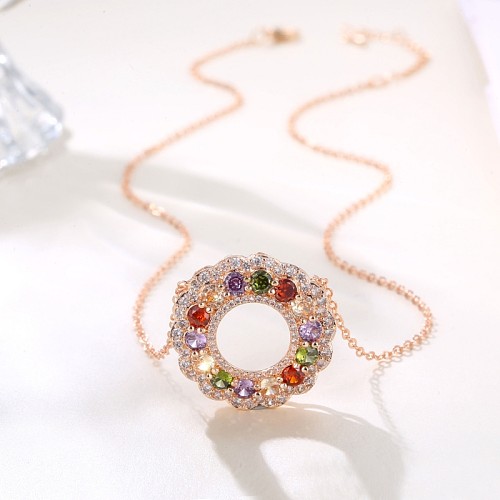 Glam Simple Style Planet Copper Zircon Pendant Necklace In Bulk