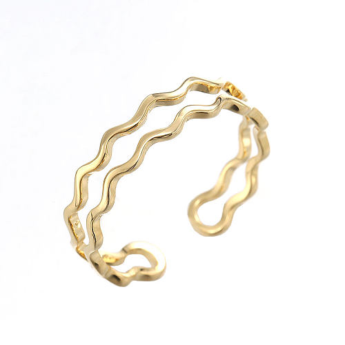 Simple Style Solid Color Copper Plating 14K Gold Plated Open Rings