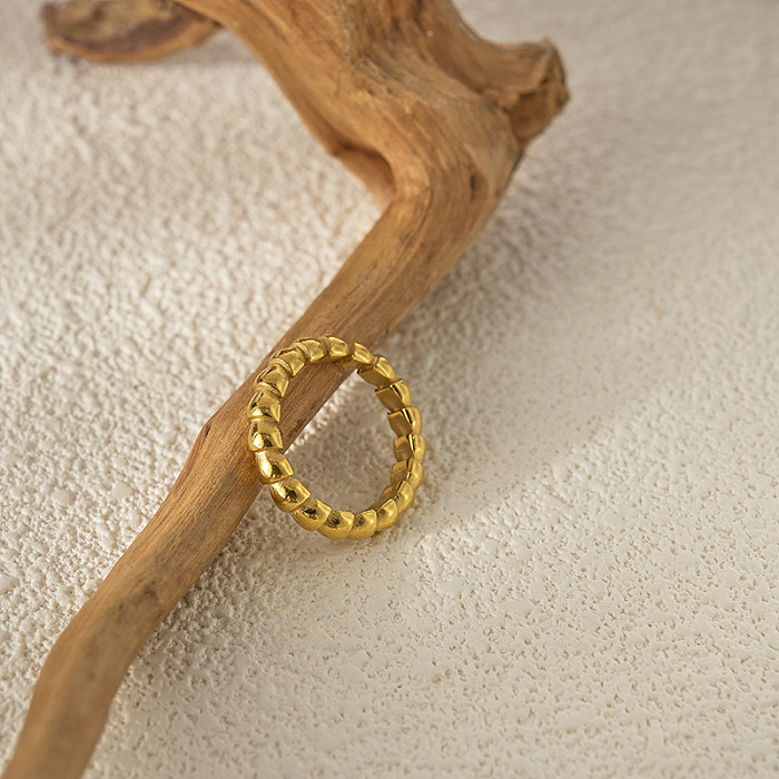 Atacado estilo francês estilo moderno deslocamento redondo chapeamento de aço inoxidável anéis banhados a ouro