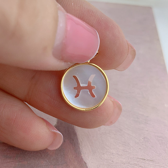 Simple Style Constellation Copper Plating Inlay Shell 18K Gold Plated Charms