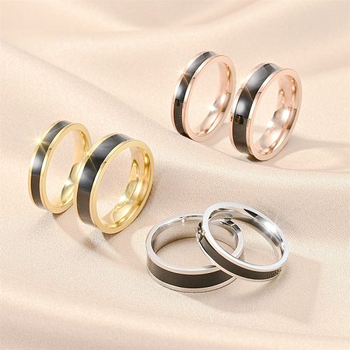 Modern Style Simple Style Circle Titanium Steel Polishing Enamel Plating Rings