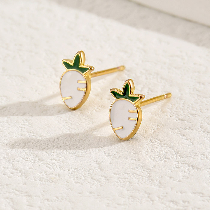 1 Pair Casual Sweet Simple Style Fruit Hot Air Balloon Butterfly Copper Enamel Plating 18K Gold Plated Ear Studs