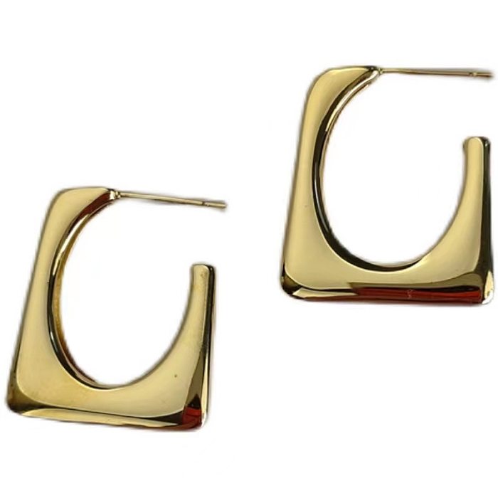 Retro Solid Color Copper Ear Studs Plating Copper Earrings