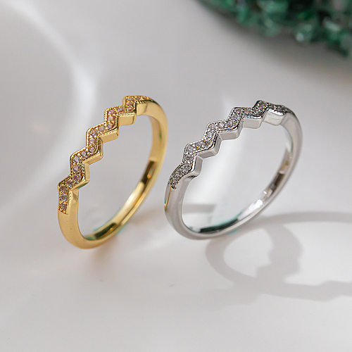 Elegante geometrische Kupfer-Zirkon-Ringe im INS-Stil in großen Mengen