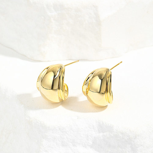 1 Pair Simple Style C Shape Solid Color Plating Brass Ear Studs