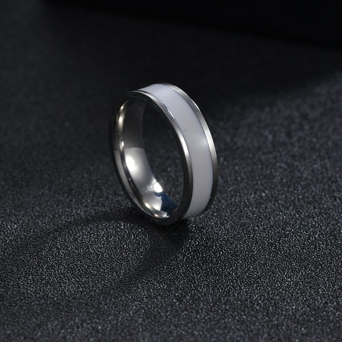 Fashion Drop Oil Plating Black And White Titanium Steel Couple Ring