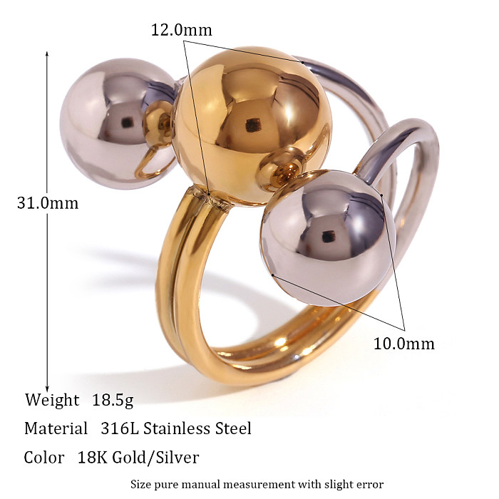 1 Piece Retro Color Block Stainless Steel Plating Rings