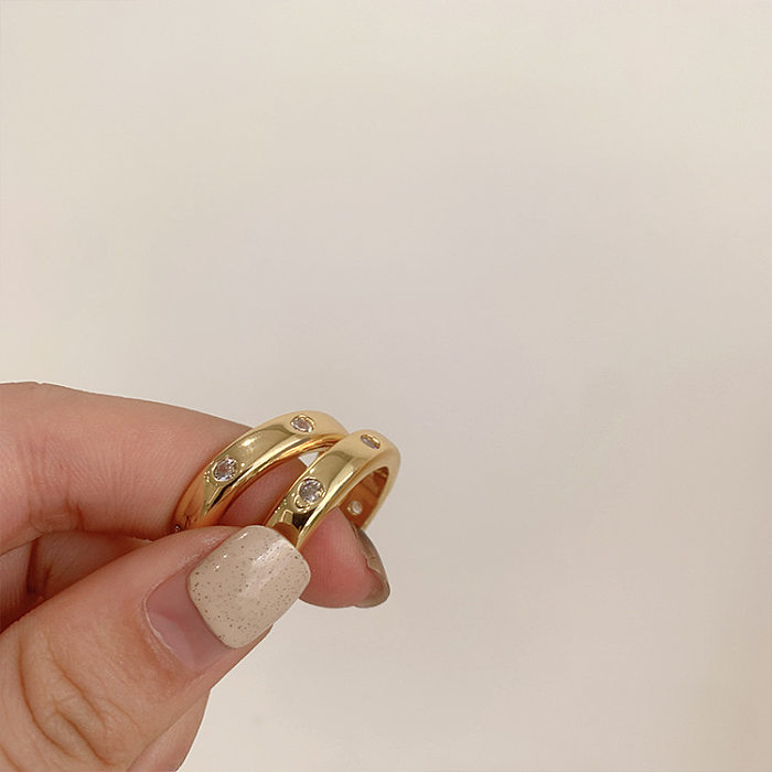Anéis de chapeamento de cobre de cor sólida geométrica de estilo simples