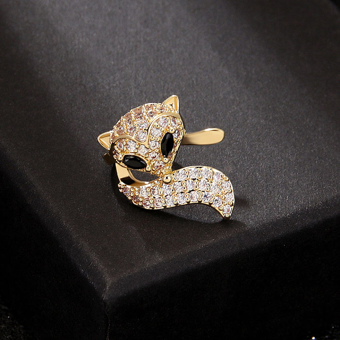 1 Piece Fashion Rabbit Fox Copper Plating Zircon Ear Clips