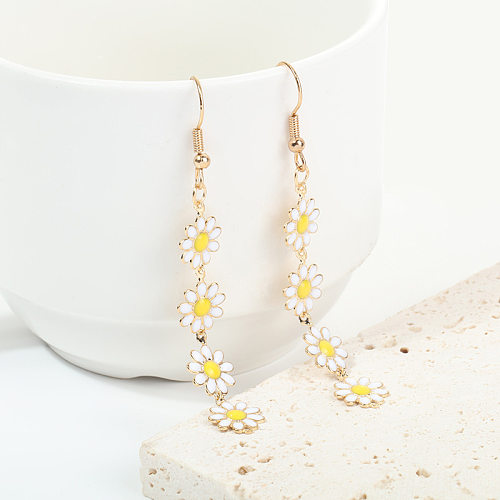 Modische Gänseblümchen-Kupferkette, vergoldet, Damen-Armbänder, Ohrringe, Halskette