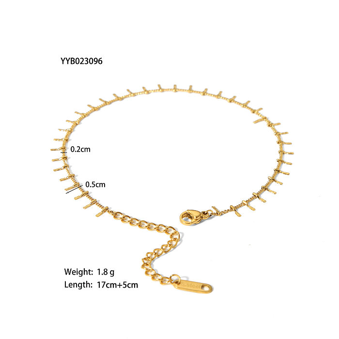 Klassische Wellen-Fußkettchen-Halskette aus Edelstahl mit Titanstahlbeschichtung und 18-Karat-Vergoldung