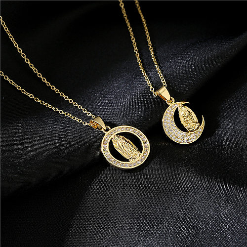 Fashion Real Gold Electroplating Religious Jewelry Copper Micro-inlaid Zircon Pendant Necklace