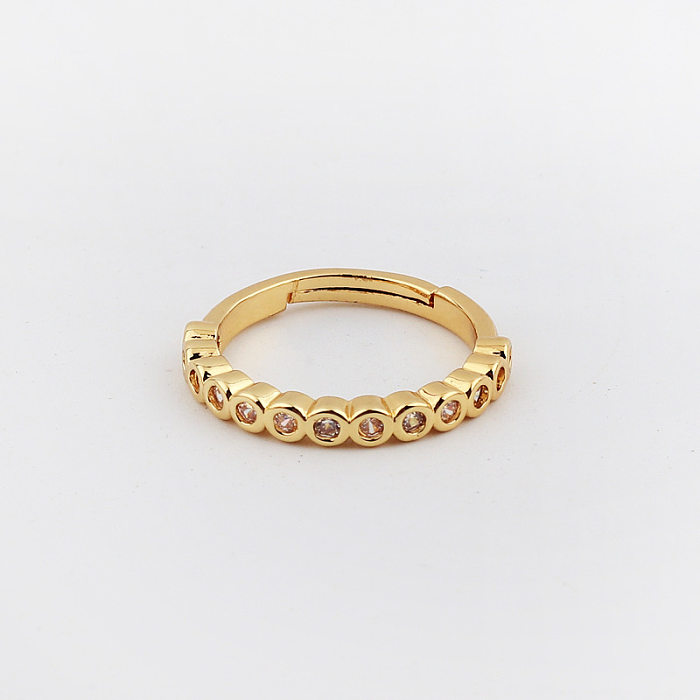 Anéis de zircão cruzados banhados a ouro estrela retrô cobre 1 peça