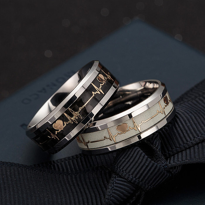 Cross-Border Supply ECG Couple Carbon Fiber Ring Wish Hot Luminous Ornament Factory Direct Jewelry