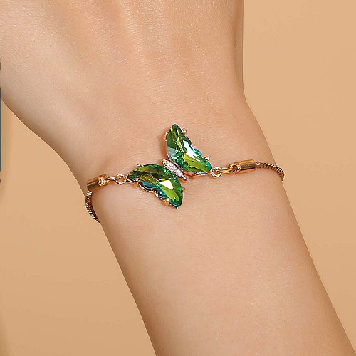 Casual Butterfly Copper Drawstring Rhinestones Bracelets 1 Piece