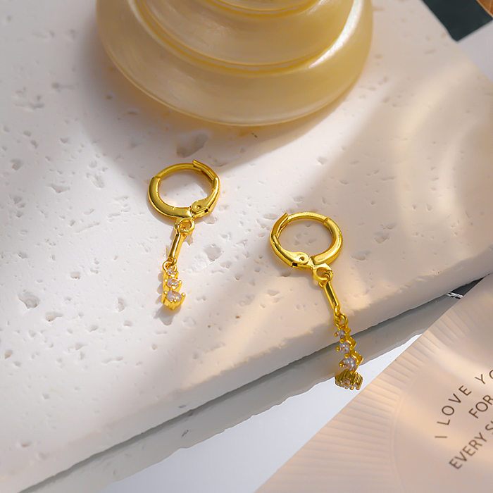 1 Set Simple Style Snake Inlay Copper Zircon Drop Earrings