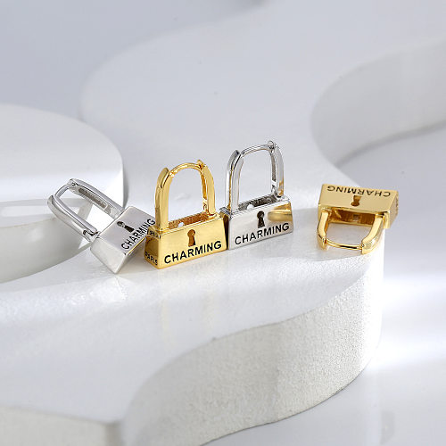 1 Pair Fashion Lock Copper Plating Earrings
