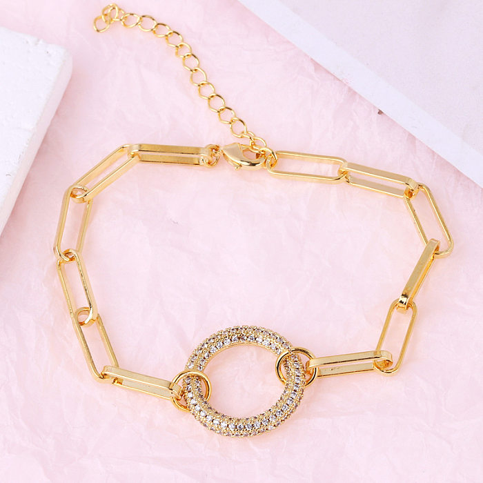 Simple Style Solid Color Copper Inlay Zircon Women'S Bracelets Necklace