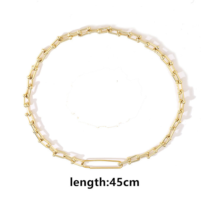 Modische Kupfer-Mikro-Intarsien-Zirkon-geometrische Hufeisen-U-förmige Halskette, Ohrringe, Armband