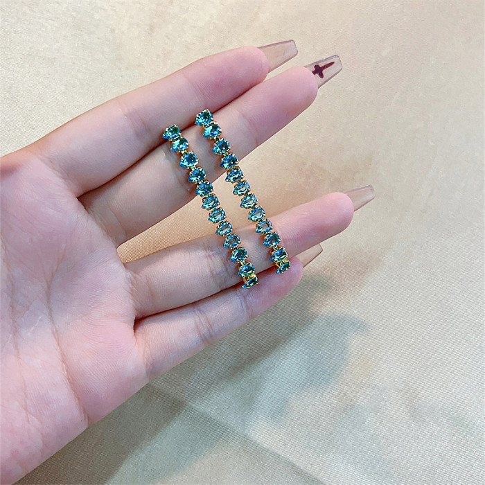 1 Pair Casual Sweet Shiny Water Droplets Tassel Plating Inlay Copper Zircon White Gold Plated Gold Plated Drop Earrings