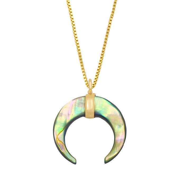 Jewelry Geometric Crescent Pendant Shell Moon Horn Pendant Clavicle Chain Necklace