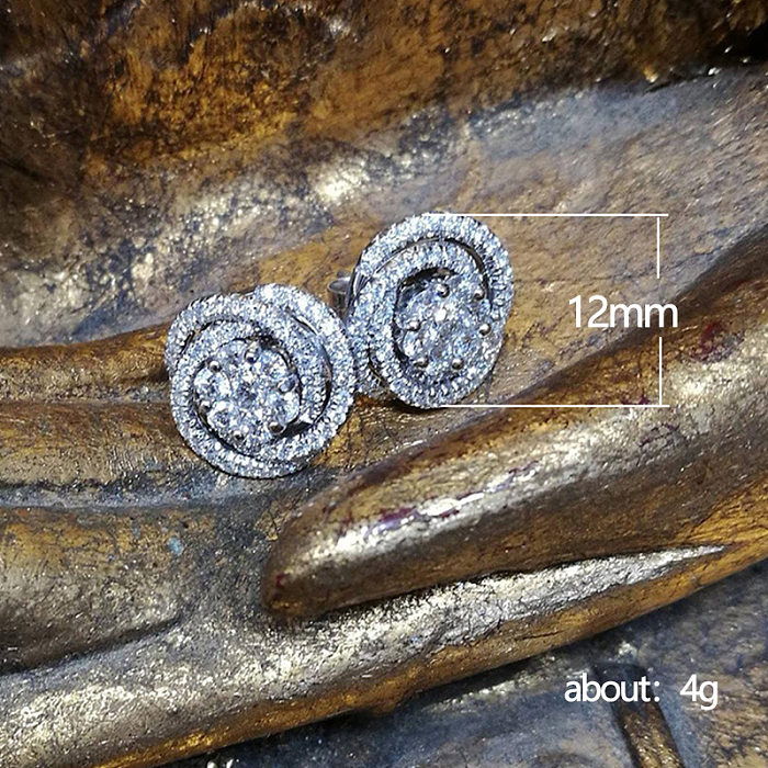Fashion Flower Copper Inlay Zircon Ear Studs 1 Pair