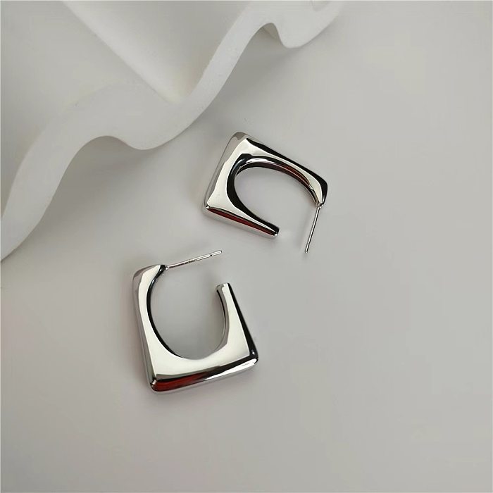 Retro Solid Color Copper Ear Studs Plating Copper Earrings
