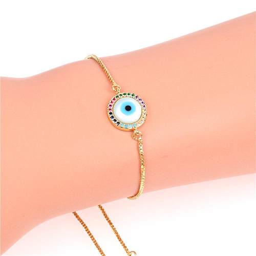 New Accessories Blue Eye Bracelet Devil's Eye Micro Inlaid Diamond Shell Pulling Zircon Bracelet