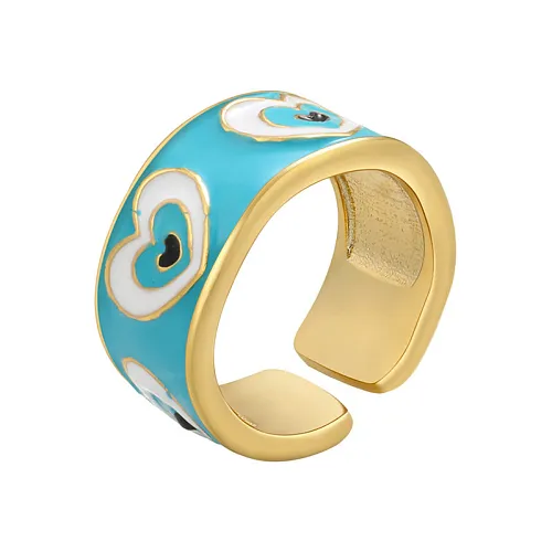Color Dripping Eye Ring Color Matching Peach Heart Eye Opening Ring Wholesale
