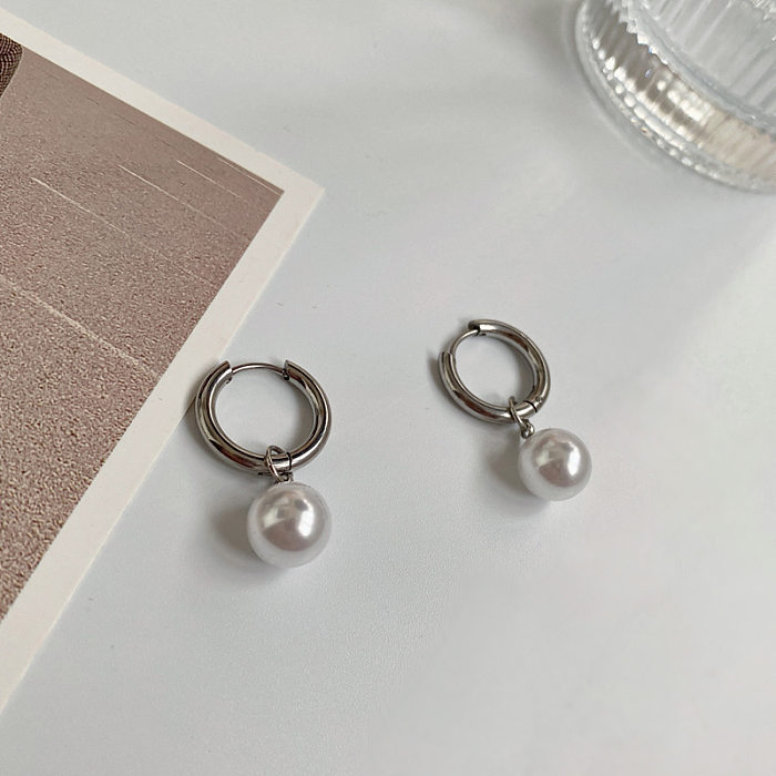 Elegant Pearl Personality Simple Beautiful Titanium Steel Drop Earring