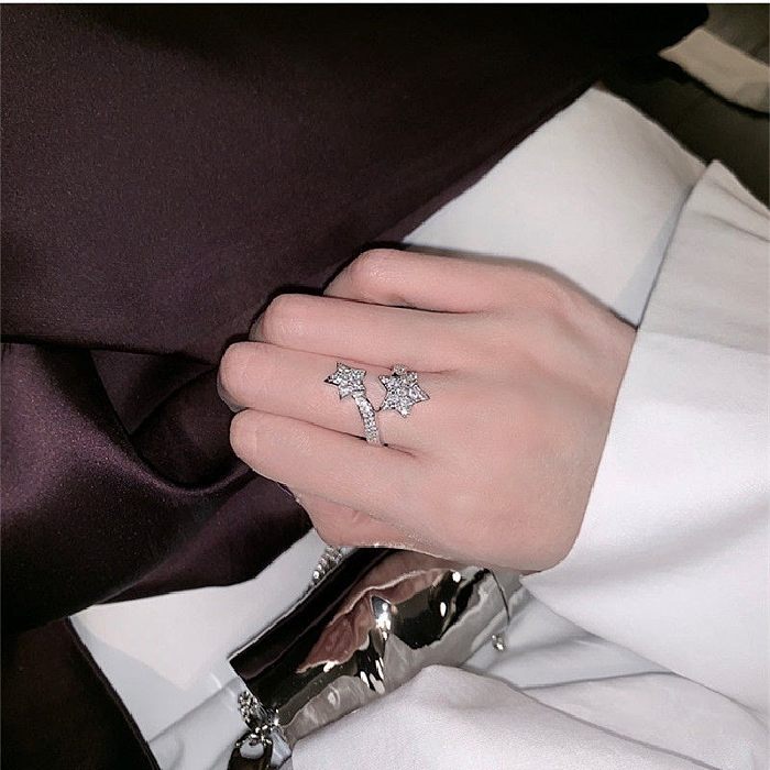Fairy Style Butterfly Copper Plating Inlay Artificial Diamond Open Ring