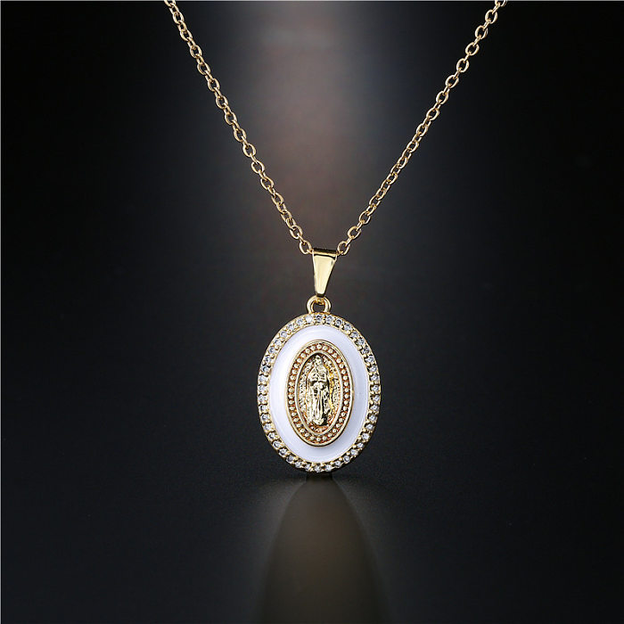European And American Popular Jewelry Dripping Oil Zircon Virgin Mary Pendant Necklace