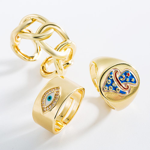 Fashion Eyes Pilzförmiger offener Ring aus Kupfer mit mikroeingelegtem Zirkon