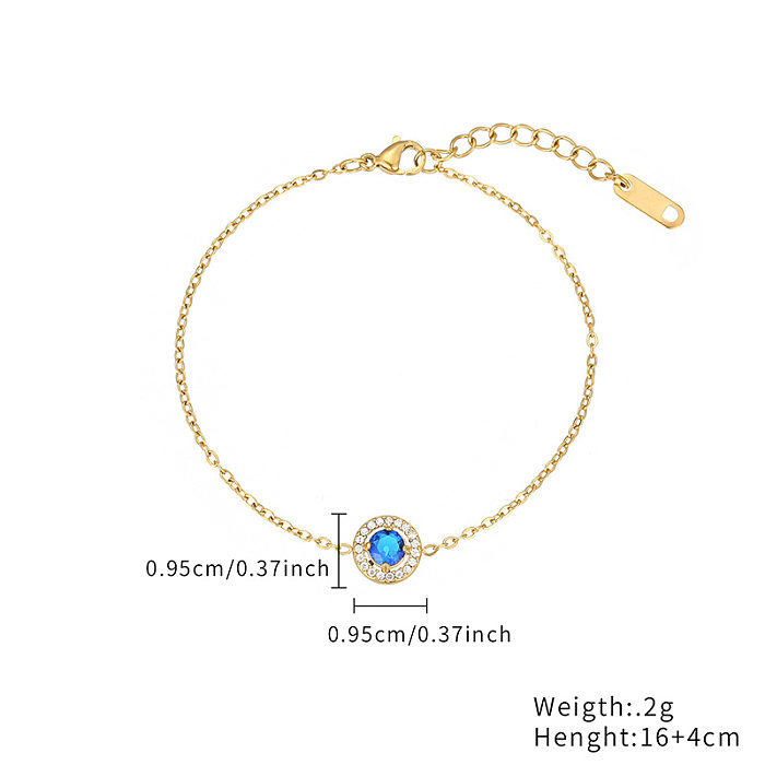 Simple Style Round Stainless Steel Plating Inlay Zircon Rose Gold Plated Gold Plated Bracelets Necklace