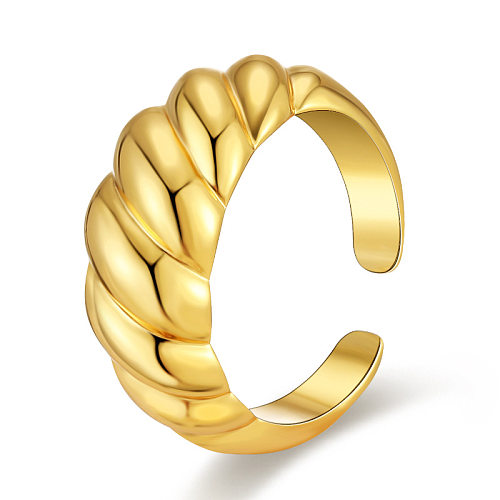 Verkupferter minimalistischer Ring aus 18 Karat Gold mit geometrischem Spiegelring mit Innengewinde