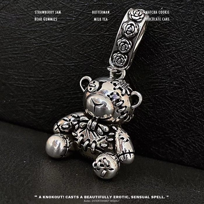 Retro Bear Copper Bear Butterfly Zircon Pendant Necklace 1 Piece
